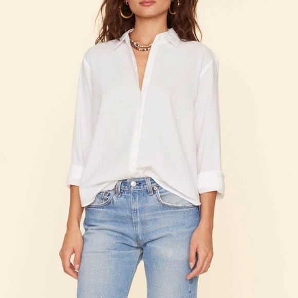 XiRENA Tops - Xirena White Collared Long Sleeve Button Down Womens Medium